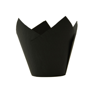 Black Tulip Baking Cups 8cm Deep 5cm Base (Pack 50)