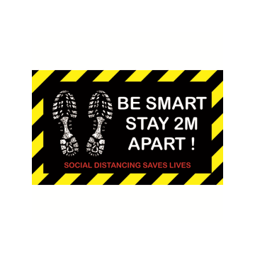 Social Distancing Sign &quot;Be Smart Stay 2m Apart&quot; Floor Sticker 50x30cm