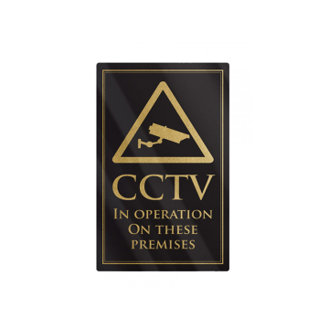 CCTV in Operation Sign in Gold Black 260mm x 170mmv