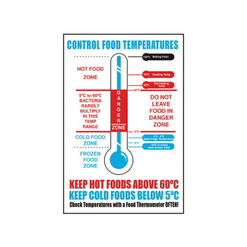 Control Food Temperatures Notice Self Adhesive 300 x 200mm
