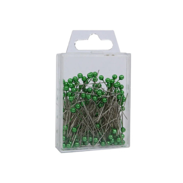Round Headed 4cm Apple Green Pearl Pins (Pack 144)