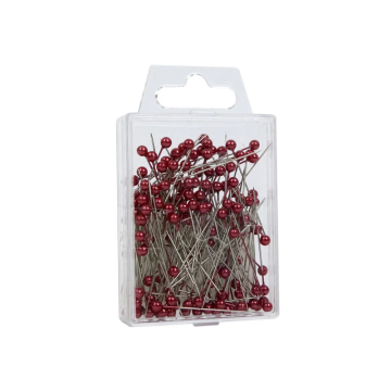 Round Headed 4cm Red Pearl Pins (Pack 144)