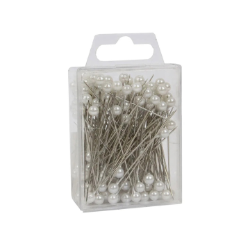 Round Headed 5cm White Pearl Pins (Pack 144)