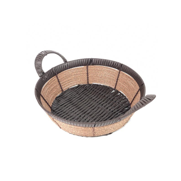 Large Brown Round Basket with Handles 30cm