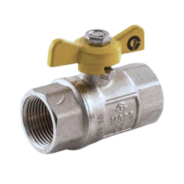 Gas Ball Valve - 1/2&quot; -  BSP TF Yellow Butterfly Handle FxF