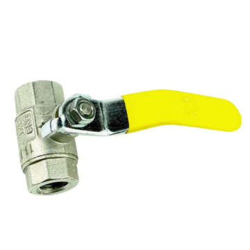 Gas Ball Valve - 1/4&quot; - BSP TF Yellow Lever Handle FxF
