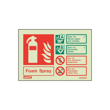 Foam Extinguishers Sign 150 x 100mm Rigid PVC Photoluminescent