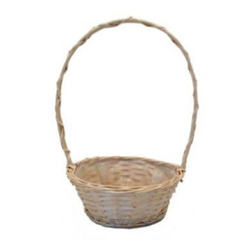 Round Florida White Basket with Handle 9&quot;