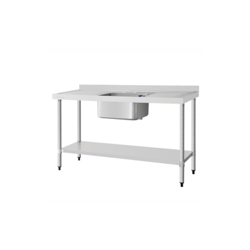Catering Stainless Steel Single Bowl Sink Double Drainer 1400mm