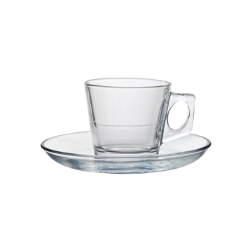 Vela Espresso Glass Cup &amp; Saucer Set 2.7oz (Pack 6)