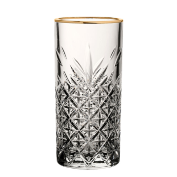 Timeless Vintage Long Drink Glass with Gold Rim10.5oz (Pack 12) *Handwash*