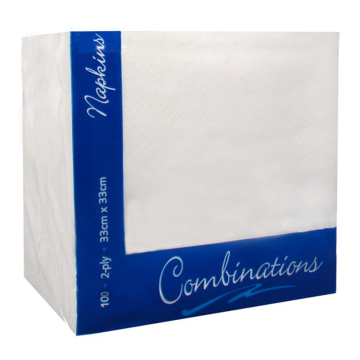 Lunch Napkin 2ply 33cm White (Pack 100) [100/20]