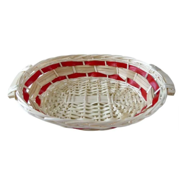 Oval Tray Basket White w/Red
