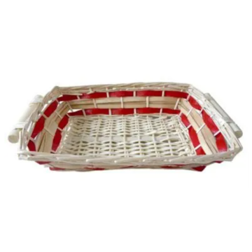 Rectangular Tray Basket White w/Red 44cm