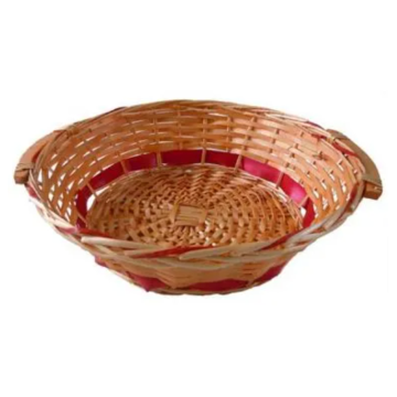 Round Tray Basket Golden w/Red 42cm