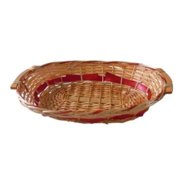 Oval Tray Basket w/Red Wooden Handle 59cm