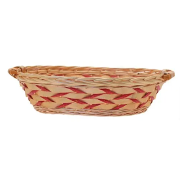 Round Tray Two Tone Basket with Wooden Handles 46cm