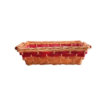 Rectangular Red Two Tone Basket with Handle 50cm