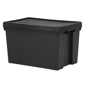 Wham Bam Heavy Duty Recycled Black Storage Box &amp; Lid 62 Litre
