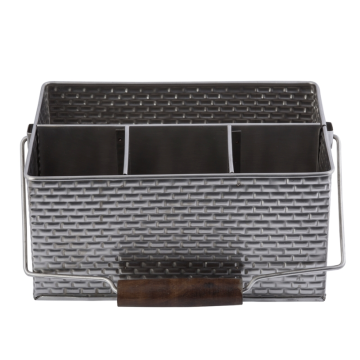 Brickhouse Stainless Steel Rectangular Cutlery Caddy with Handle