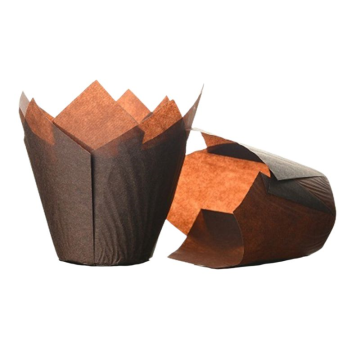 Brown Tulip Baking Cups 8cm Deep 5cm Base (Pack 50)