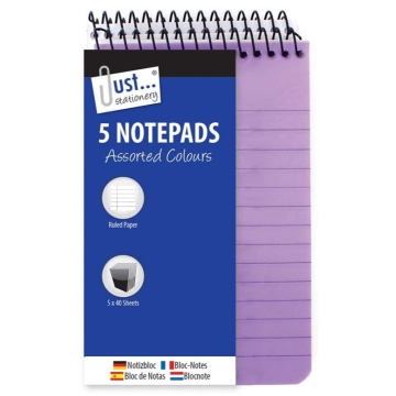 Just Stationery 5 Neon PP Cover Notebooks 76x126mm (Pack 5)