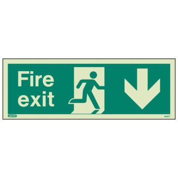 Sign Fire Exit Down Photoluminescent