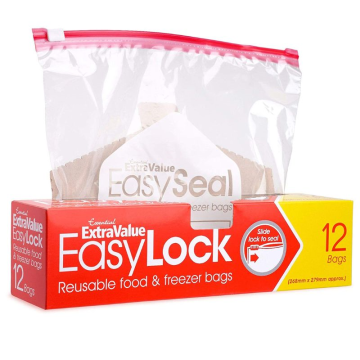 Easy Lock Reusable Food &amp; Freezer Bag 268mm x 279mm (Pack 12)