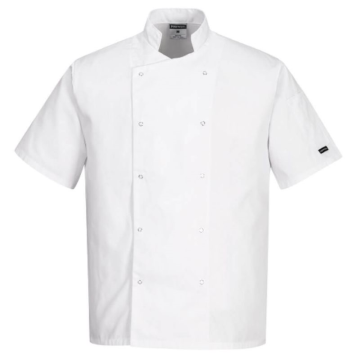 Portwest Cumbria Chef&#039;s Jacket Short Sleeve White Small - C733