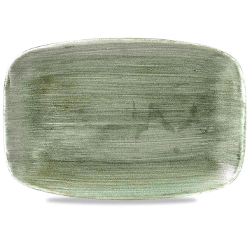 Churchill Stonecast Patina Burnished Green Oblong Chefs Plate 13.5&quot; x 9.25&quot; (Pack 6)