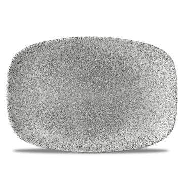 Churchill Raku Jasper Grey Chefs Oblong Plate 9.35&quot;x6.2&quot; (Pack 12)