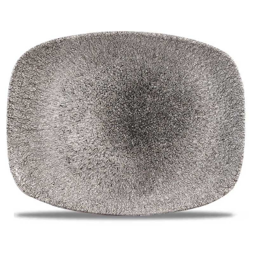 Churchill Raku Quartz Black Chefs Oblong Plate 10.3&quot;x8&quot; (Pack 12)