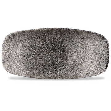 Churchill Raku Quartz Black Chefs Oblong Plate 10.6&quot;x5&quot; (Pack 12)