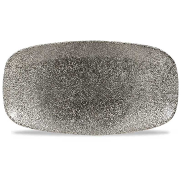 Churchill Raku Quartz Black Chefs Oblong Plate 13.88x7.38&quot; (Pack 6)