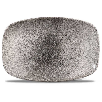 Churchill Raku Quartz Black Chefs Oblong Plate 9.35&quot;x6.2&quot; (Pack 12)