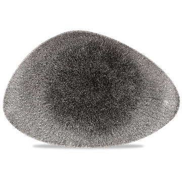 Churchill Raku Quartz Black Triangle Chefs Plate 12&quot;x8&quot; (Pack 6)