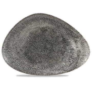 Churchill Raku Quartz Black Triangle Chefs Plate 14x9.75&quot; (Pack 6)