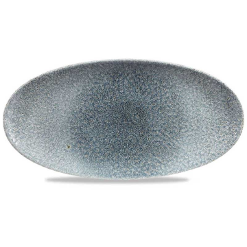 Churchill Raku Topaz Blue Oval Chefs Plate 13.75x6.75&quot; (Pack 6)