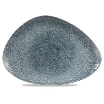 Churchill Raku Topaz Blue Triangle Chefs Plate 14x9.75&quot; (Pack 6)