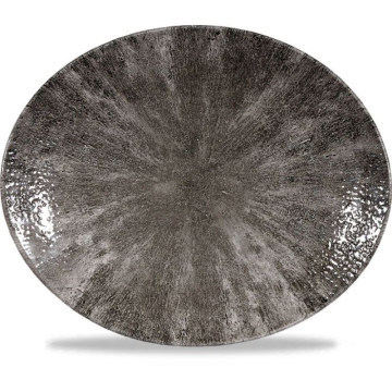Churchill Stone Quartz Black Orbit Oval Coupe Plate 10&quot; (Pack 12)