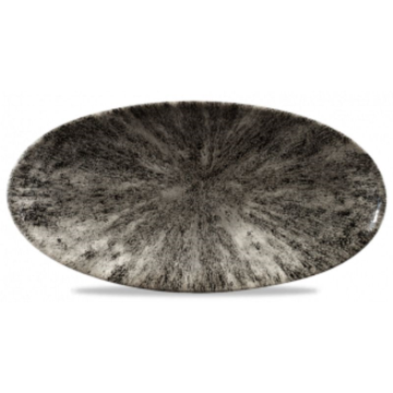 Churchill Stone Quartz Black Oval Chefs Plate 11.8x5.75&quot; (Pack 12)