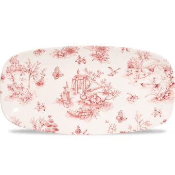Churchill Toile Cranberry Chefs Oblong Plate 11.75&quot; x 6&quot; (Pack 12)