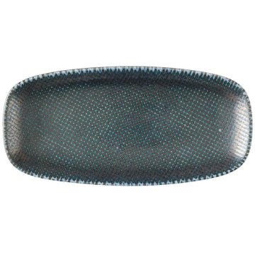 Churchill Astro Metallic Blue Chefs Oblong Plate 10.6&quot; x 5&quot; (Pack 12)