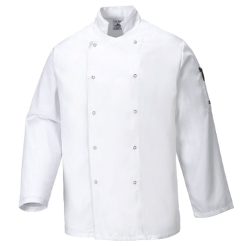 Portwest Suffolk Chef&#039;s Jacket Long Sleeve White Medium - C833