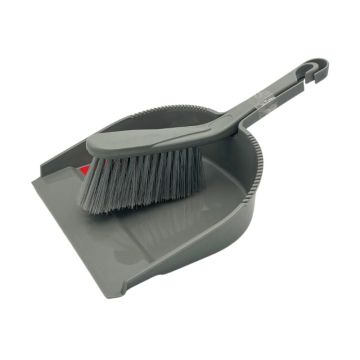 Plastic Dustpan &amp; Brush Set Soft - Grey