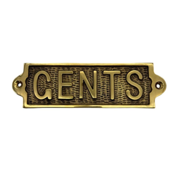 Traditional Brass Door Sign Gents