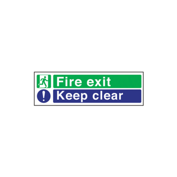 Self Adhesive Fire Exit Keep Clear Sign 2 Colour