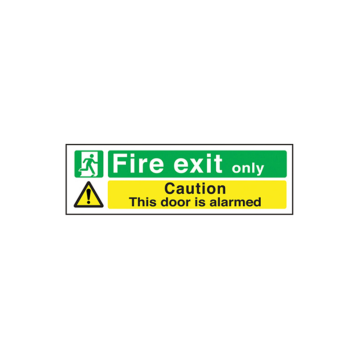 Self Adhesive Fire Exit Only / Door Alarmed Sign