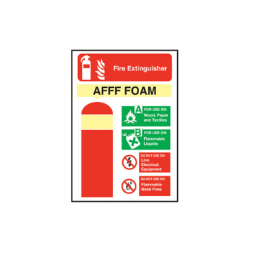 Polypropylene Extinguisher Safety AFFF Foam Sign