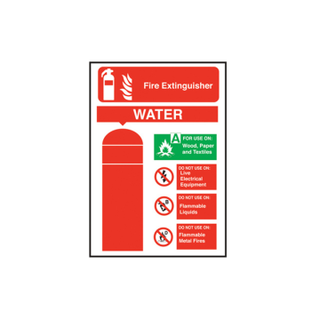 Polypropylene Extinguisher Safety Water Sign